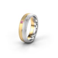 Image of Wedding ring WH0250L26BM<br/>585 gold ±6x2 mm<br/>Pink sapphire