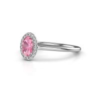 Image of Engagement ring seline ovl 1<br/>585 white gold<br/>Pink sapphire 6x4 mm