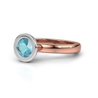 Image of Stacking ring Eloise Round 585 rose gold blue topaz 6 mm