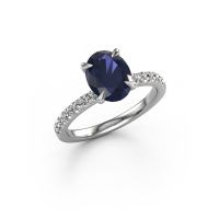 Image of Engagement Ring Crystal Ovl 2<br/>585 white gold<br/>Sapphire 9x7 mm