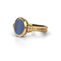 Afbeelding van Pinkring Jake 1<br/>585 goud<br/>Blauw lagensteen 10x8 mm