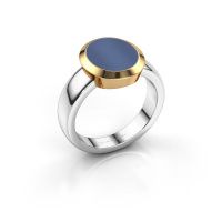 Afbeelding van Zegelring Oscar 3<br/>585 witgoud<br/>Blauw lagensteen 12x10 mm
