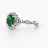 Image of Engagement ring Talitha OVL 585 white gold emerald 7x5 mm