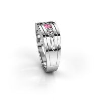 Afbeelding van Heren ring Huub<br/>585 witgoud<br/>Roze saffier 3.7 mm