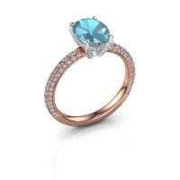 Image of Engagement ring saskia 2 ovl<br/>585 rose gold<br/>Blue topaz 9x7 mm