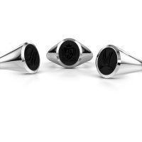 Afbeelding van Zegelring Herman 2<br/>585 witgoud<br/>Onyx 12x10 mm
