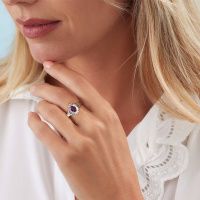 Image of Engagement ring Andrea 950 platinum rhodolite 7x5 mm