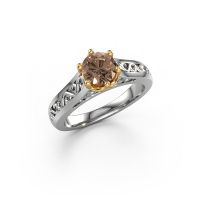 Image of Engagement ring Shan 585 white gold brown diamond 0.80 crt