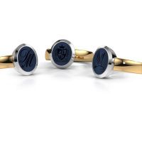Afbeelding van Zegelring Oscar 2<br/>585 goud<br/>Donker blauw lagensteen 11x9 mm