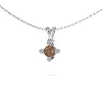 Afbeelding van Hanger Cornelia Round 585 witgoud bruine diamant 0.67 crt