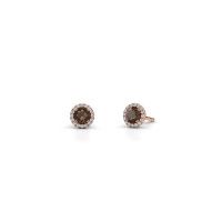Image of Earrings Seline rnd 585 rose gold smokey quartz 4 mm