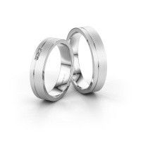 Image of Wedding rings set WH0158LM14X ±4,5x1.5 mm 14 Carat white gold diamond 0.02 crt