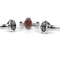 Afbeelding van Pinkring Oscar 1<br/>585 witgoud<br/>Carneool 10x8 mm