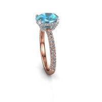 Image of Engagement ring saskia 2 ovl<br/>585 rose gold<br/>Blue topaz 9x7 mm
