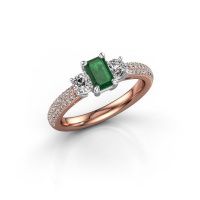 Image of Engagement Ring Marielle Eme<br/>585 rose gold<br/>Emerald 6x4 mm