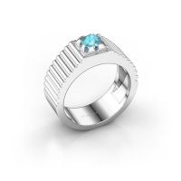 Image of Pinky ring elias<br/>585 white gold<br/>Blue topaz 5 mm