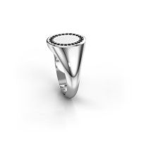 Image of Men's ring floris oval 2<br/>585 white gold<br/>Black diamond 0.216 crt