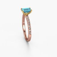 Image of Engagement Ring Crystal Eme 2<br/>585 rose gold<br/>Blue topaz 6.5x4.5 mm