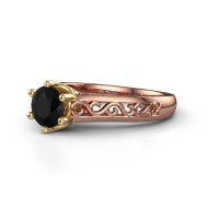 Image of Engagement ring shan<br/>585 rose gold<br/>Black diamond 0.96 crt