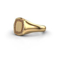 Image of Signet ring Dalia Cushion 1 585 gold brown diamond 0.008 crt
