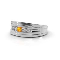 Image de Bague pour homme Huub<br/>585 or blanc<br/>Citrine 3.7 mm