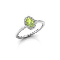 Image of Engagement ring seline ovl 1<br/>585 white gold<br/>Peridot 6x4 mm