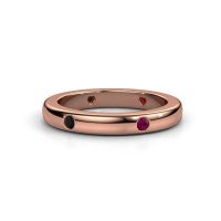 Image of Stackable ring Charla 585 rose gold black diamond 0.108 crt