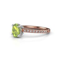 Image of Engagement ring saskia 1 ovl<br/>585 rose gold<br/>Peridot 7x5 mm