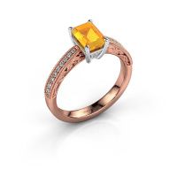 Afbeelding van Verlovingsring Shonta EME<br/>585 rosé goud<br/>Citrien 7x5 mm