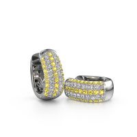 Image of Hoop earrings Danika 8.5 B 585 white gold yellow sapphire 1.1 mm