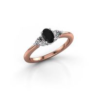 Afbeelding van Verlovingsring Chanou OVL 585 rosé goud zwarte diamant 1.02 crt