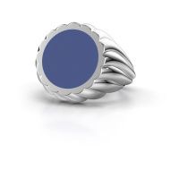 Afbeelding van Zegelring Mano<br/>950 platina<br/>blauwe emaille 13 mm