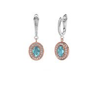 Afbeelding van Oorhangers Layne 2<br/>585 rosé goud<br/>Blauw topaas 7x5 mm