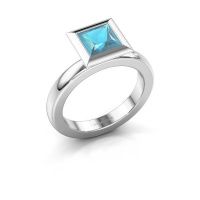 Image of Stacking ring Trudy Square 950 platinum blue topaz 6 mm