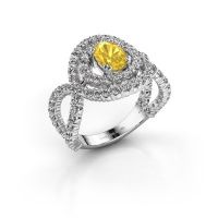 Image de Bague Chau<br/>950 platine<br/>Saphir jaune 7x5 mm
