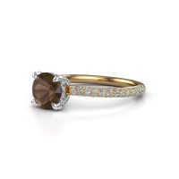 Image of Engagement ring saskia rnd 2<br/>585 gold<br/>Smokey quartz 6.5 mm