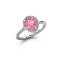 Image of Engagement ring seline per 2<br/>585 white gold<br/>Pink sapphire 8x6 mm