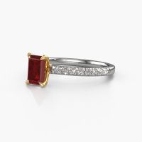 Image of Engagement Ring Crystal Eme 2<br/>585 white gold<br/>Ruby 6.5x4.5 mm