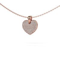 Image of Necklace Heart 5 585 rose gold zirconia 0.8 mm