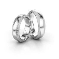 Image of Wedding rings set WH2062LM26CM ±6x2.2 mm 14 Carat white gold diamond 0.008 crt