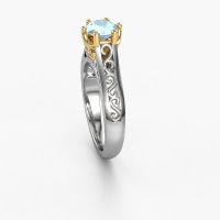 Image of Engagement ring Shan 585 white gold aquamarine 6 mm