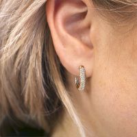 Image of Hoop earrings Danika 12.5 A 585 gold zirconia 1.7 mm