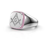 Image of Men's ring Johan<br/>585 white gold<br/>Pink sapphire 1.2 mm