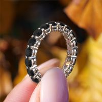 Image of Stackable ring Michelle full 3.4 585 white gold black diamond 3.42 crt