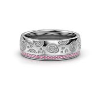 Afbeelding van Trouwring WH2066L27D 585 witgoud roze saffier 1 mm ±7x2.4 mm