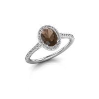 Image of Engagement ring seline ovl 2<br/>950 platinum<br/>Smokey quartz 7x5 mm