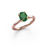 Image of Engagement Ring Crystal Ovl 1<br/>585 rose gold<br/>Emerald 8x6 mm