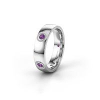 Image of Wedding ring WH0139L25BP<br/>585 white gold ±5x2 mm<br/>Amethyst