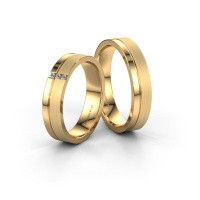 Image of Wedding rings set WH0157LM14XPM ±4,5x1.5 mm 14 Carat gold diamond 0.012 crt