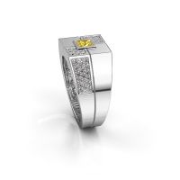 Afbeelding van Heren ring Rogier<br/>950 platina<br/>Gele saffier 4 mm